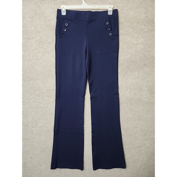 Betabrand Bootcut Dress Yoga Pant Womens L Long Blue Ponte Knit Stretch Pull On - Picture 1 of 8